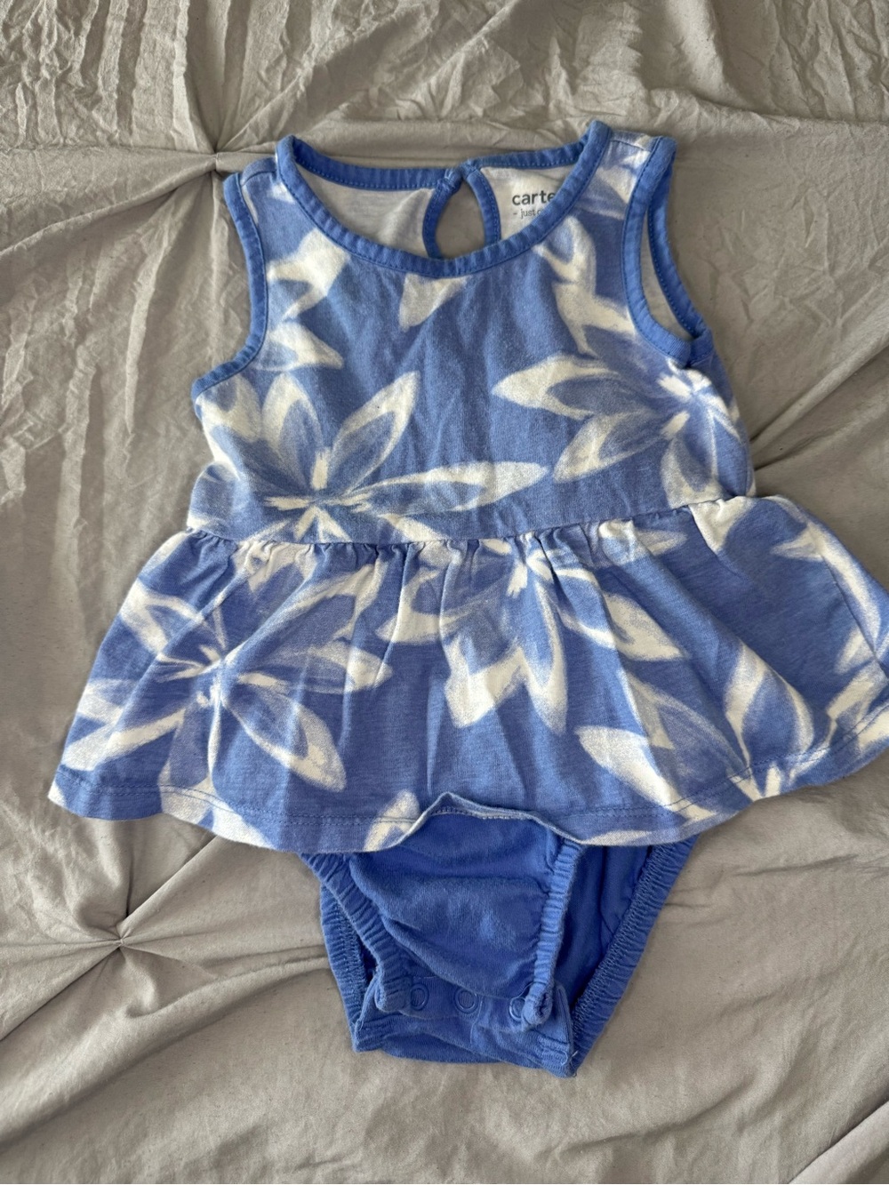 Carter's Blue Floral Sleeveless Bodysuit Dress